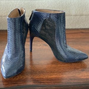 BCBG Blue Snakeskin and Lace Booties